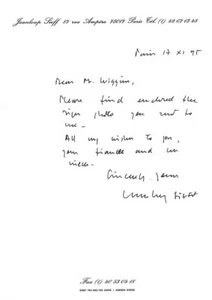 Jeanloup Sieff-Handwritten Note from 1975 (French Photographer) - Picture 1 of 1