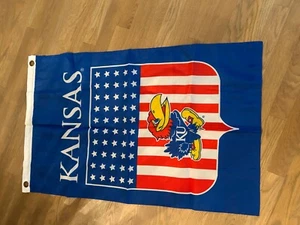 Kansas Jayhawks 2x3 Flag Man Cave Flag KU Rock Chalk Banner Football New. - Picture 1 of 1
