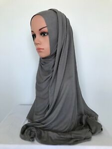 Premium Cotton Jersey Stretchable Hijab Plain Long Maxi Scarf 170-70cm