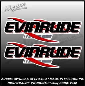 EVINRUDE- OUTBOARD DECALS - 430mm X 140mm X 2 - BLACK - OUTBOARD MOTOR DECALS - Picture 1 of 1