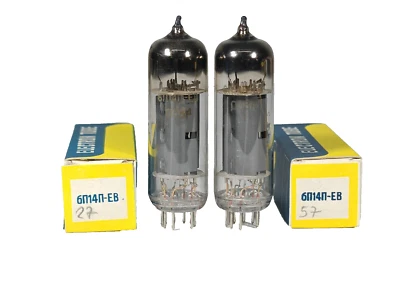 Matchched PAIR ( 0% tol.)  6P14P-EV /EL84M / GOLD GRID TUBES NOS /NIB OTK /RH... - Photo 1/4