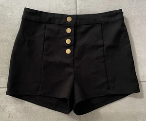 Valley Girl Black Hot Pant Shorts With Gold Buttons Size 8 - Picture 1 of 1