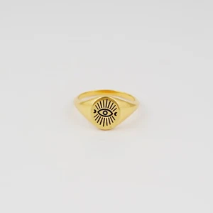 Evil Eye Oval Signet 925 Sterling Silver Ring - Picture 1 of 7