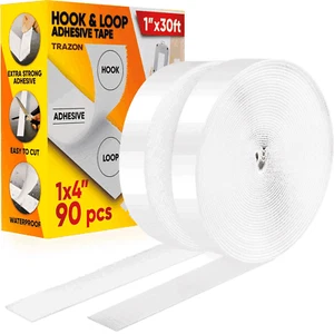 Hook and Loop Tape Roll Heavy Duty Adhesive Industrial Strength 1 Inch x 30 Ft - Picture 1 of 7