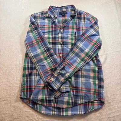 Camisa Ralph Lauren Niños Azul y Verde A Cuadros Manga Larga Foto 1 de 4