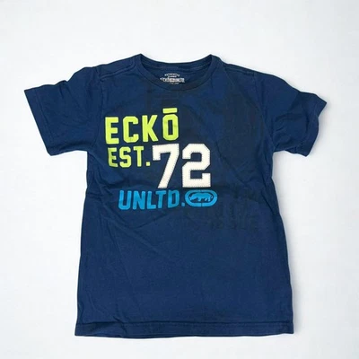 Camisa Ecko Unltd Niños Camiseta Gráfica M Azul EST 72 Logo Clásico 100% Algodón Foto 1 de 4