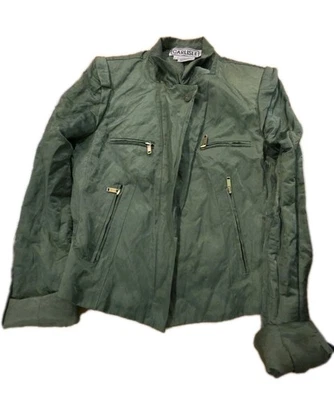 Chaqueta de seda ligera con puños de manga larga con cremallera Carlisle verde talla 2 para mujer Foto 1 de 4