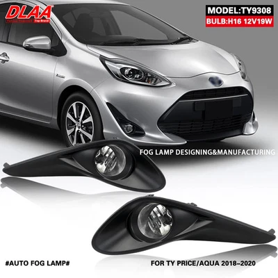 Conjunto de 2 luces antiniebla delanteras con parrillas de lente transparente parachoques para Toyota Prius Aqua Foto 1 de 4
