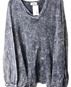 J. Camicia Her Top Med Mineral Wash Moonlight Tides cenere nera grunge distress NUOVA - Foto 1 di 15