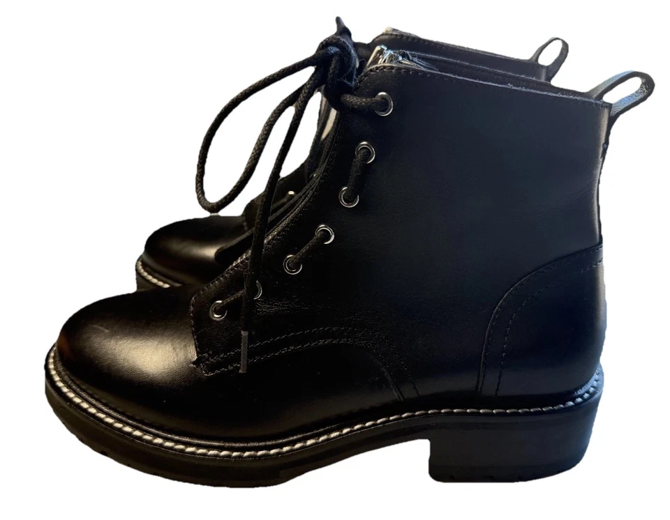 Botas de combate Rag & Bone Cannon de cuero con cremallera frontal negras Vibram 37,5 EE. UU. 7,5 NUEVAS SIN CAJA Foto 1 de 4