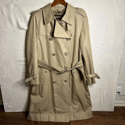 Vtg  Sanyo Neiman Marcus Double Breasted Trench Coat Mens 38R Lined Japan Luxury - Image 1 of 4