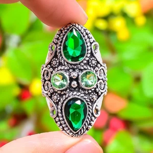 Peridot Gemstone 925 Sterling Silver Gift Jewelry Ring Size 9.5 Gift for Her i58 - Picture 1 of 4