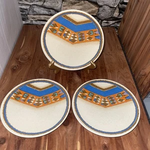 3 Mikasa Indian Feast Tepee Stoneware Salad Plates DE853 7.625" Southwestern - Picture 1 of 7