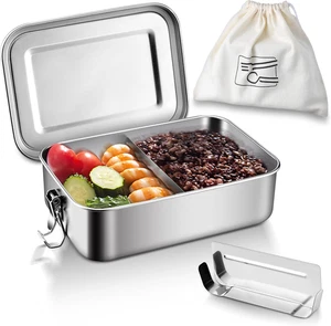 Edelstahl Bento Box, 47Oz (1400ML) Brotdose Behälter mit Deckel und 2 Rem - Bild 1 von 8
