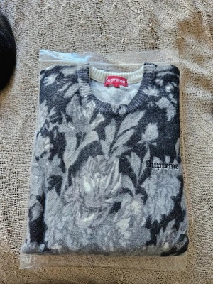 Supreme *SAMPLE* Printed Floral Angora Sweater Black LARGE SS19 *READ INFO* - Image 1 of 3
