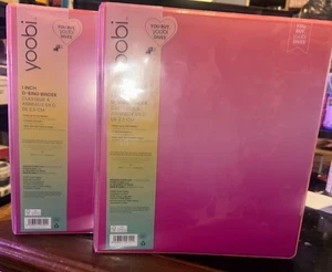 Yoobi Pink Hombre 1in 3 Ring Binder With 2 Pockets Set Of 2 Holds 220 Sheets - Picture 1 of 1