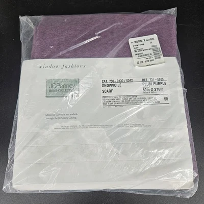 JCPenney Home Collection Snowvoile Scarf Plum Purple Window Valance 59x216 USA - Image 1 of 4