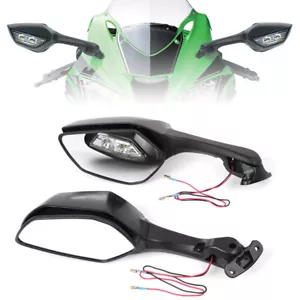 Rearview Mirrors with LED Turn Signals For Kawasaki Ninja ZX10R ZX-10R 2011-2015 - Picture 1 of 9