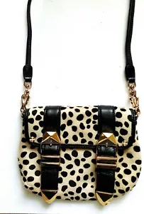 REBECCA MINKOFF Black & Leopard Small Crossbody Gold Hardware Bag - Picture 1 of 4