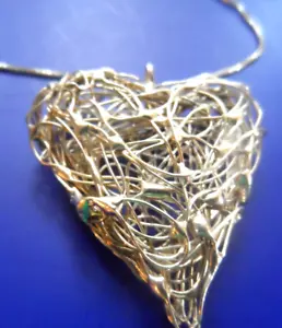 Pendant Necklace - ALF 925 ITALY FILIGREE HEART w/CHAIN 18" - Picture 1 of 4