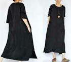 Womens Retro Skirt Soft Faux Silk Long Dress Casual Loose Maxi Kaftan Beach New