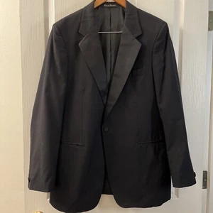 Tuxedo Men's 42R Jacket 36 L Pants Black Formal 2 Piece Suit Sateen Notch Lapel - Picture 1 of 20