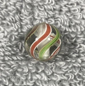 Antique German Handmade Multi Color Ribbon Swirl Solid Core Marble 0.60" (1E) - Picture 1 of 5