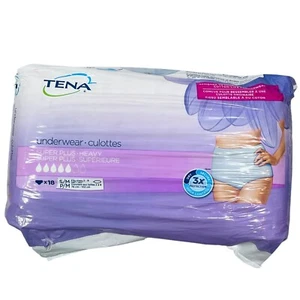 Tena Women’s Underwear Super Plus Heavy Count 18 Size S/M 3x Protection - Picture 1 of 2