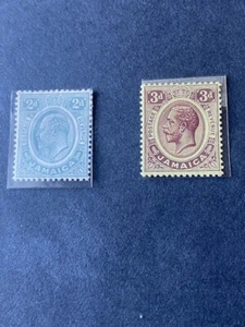 1912-1920 JAMAICA SCOTT #63,65 DEFINITIVES, ROYALTY, MNH - Picture 1 of 4