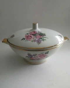 UNIQUE ANCIEN BOL DE SERVICE COUVERT DE FLEURS LIMOGES FRANCE - Photo 1/5
