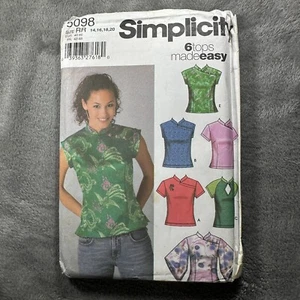 Simplicity 5098 Sewing Pattern Tops Sz 14–20 Misses Crossover Knit Woven Y2K - Picture 1 of 7