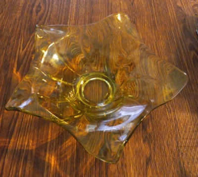 Vintage Yellow Glass Bowl 12.5" - Image 1 of 4