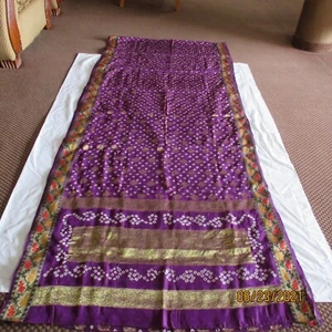 Pretty PURPLE Gold Woven BANDHANI Silk Blend PETHAPURI Sari SPLENDID Saree DRAPE - Picture 1 of 7