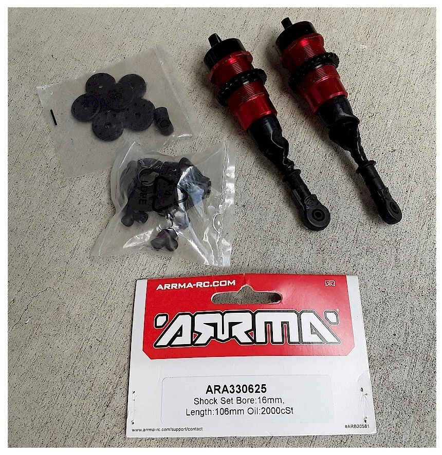 Arrma ARA330625 Shock Set 16mm Bore 160mm L. 2000cSt Oil 6S Talion Open Bag New - Image 1 of 1
