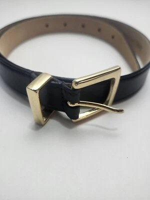 Saks Fifth Avenue Navy Blue Leather Women’s Belt Size M Genuine Calfskin 9641 — 第 1/4 张图片