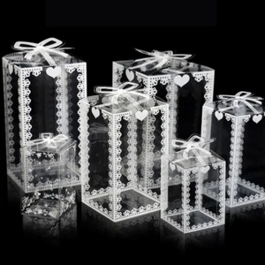 10Pcs Multiple Sizes PVC Packing Box Reusable Candy Box Wedding Party - Picture 1 of 19