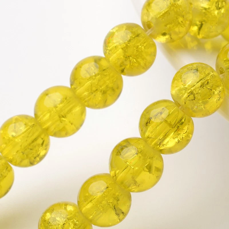 31.4" Strd Transparent Crackle Glass Beads Round Smooth Loose Bead Craft 8mm DIA - Image 1 of 1