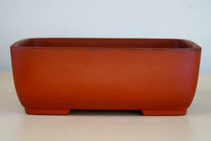 Japanese Bonsai Pot ECHIZEN BUNZAN 7.2"(18.3cm) Brown Unglazed Rectangle Y777 - Picture 1 of 11