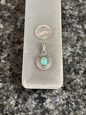 Colgante de circonita cúbica con cable potenciador de plata esterlina y turquesa de diseñador Judith Ripka Foto 1 de 4