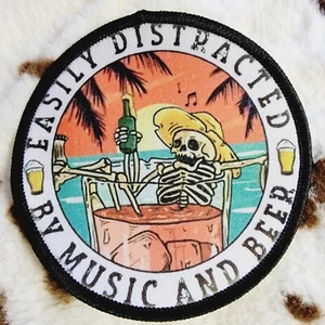 Music And Beer Hat Patch Sublimation DYI Fabric Patch Glue Iron On Sew - Picture 1 of 4