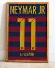 Neymar 11 Vintage Jersey Plakat Minimalistyczna Barcelona Retro Koszula Nadruk UCL