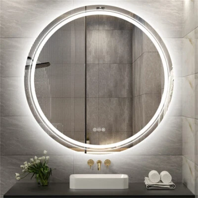 Smart LED Backlit Bathroom Round Mirror with Lights Anti-Fog Dimmable Memory  - image 1 of 4