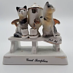 Continental Porcelain Cats Ornament TEA TEMPLAR Fairing Style Vintage Cute Piece - Picture 1 of 16