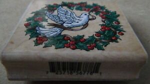 Christmas Wreath/Dove Rubber Stamp by Cynthia Lysonski, Inkadinkado FREE SHIP!