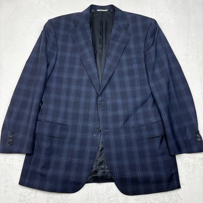 Canali Blazer Mens 44R Blue Plaid 100% Wool Jacket Sport Coat Italy Luxury - Image 1 of 4
