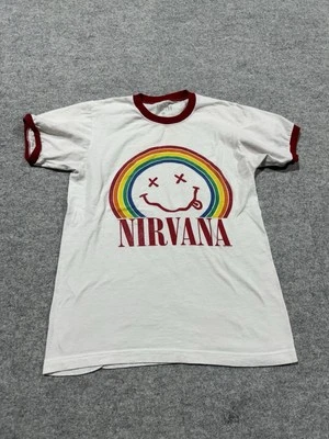 Camiseta Nirvana Rainbow Smile Logo Banda Blanca Talla Pequeña Foto 1 de 4