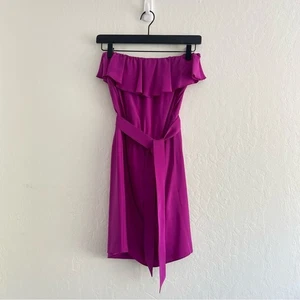 Mini Vestido Sin Tirantes Amanda Uprichard Seda Púrpura con Bufanda/Cinturón Para Mujer Pequeño - Imagen 1 de 7