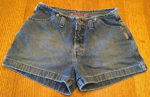 Pantalones cortos de jean vintage plateados de tiro bajo con cremallera para mujer - talla 32 - Imagen 1 de 11