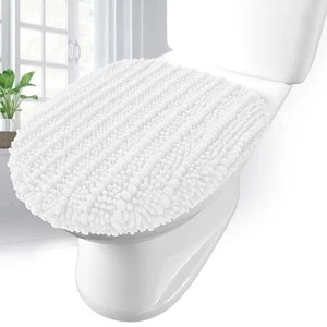 Soft Chenille Bathroom Toilet Lid Cover 17.5x15, Machine Washable Seat Covers... - Picture 1 of 9