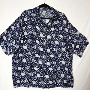 Honors Womens Short Sleeve Button Down Top Plus Size 24W Blue & White Vintage - Picture 1 of 10